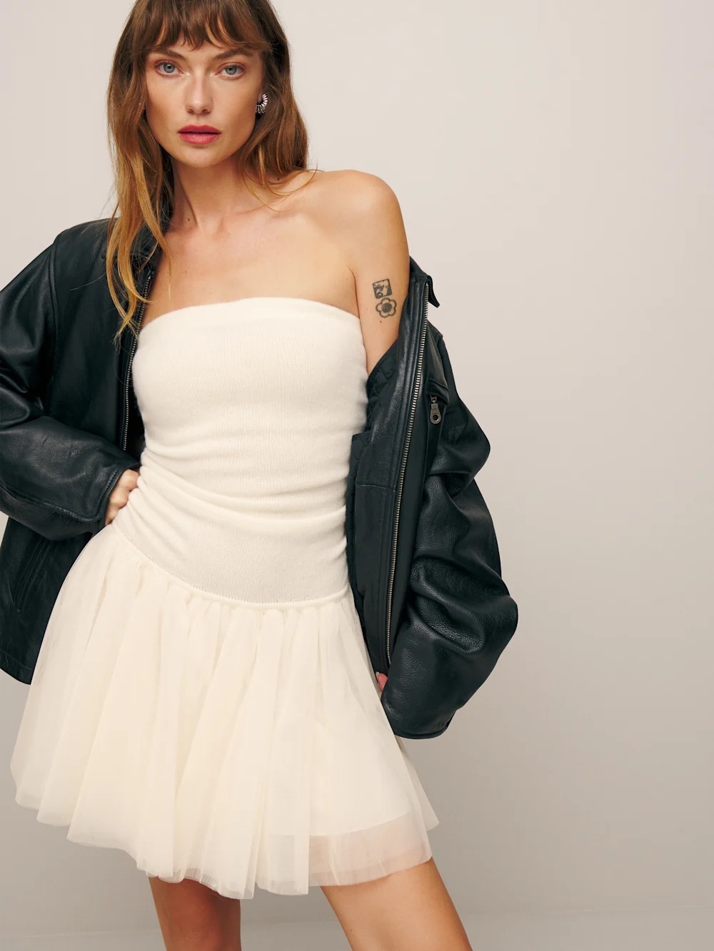 NWT Viral Reformation x NYC Ballet Sable Cashmere Dress, Soft Ivory